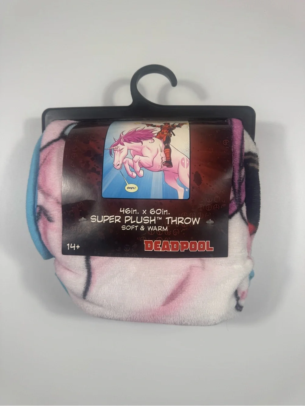 New Deadpool Super Plush Throw Blanket - Pink/White 46in x 60 in